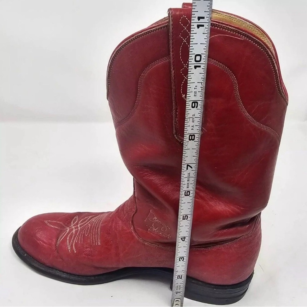 Tony Lama Red Leather Boots Western - Picture 8 of 9